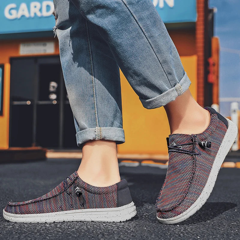 Chaussures décontractées pour hommes, chaussures en toile denim tendance, respirantes, plates, pour la marche et l'extérieur, grande taille, légères, mocassins