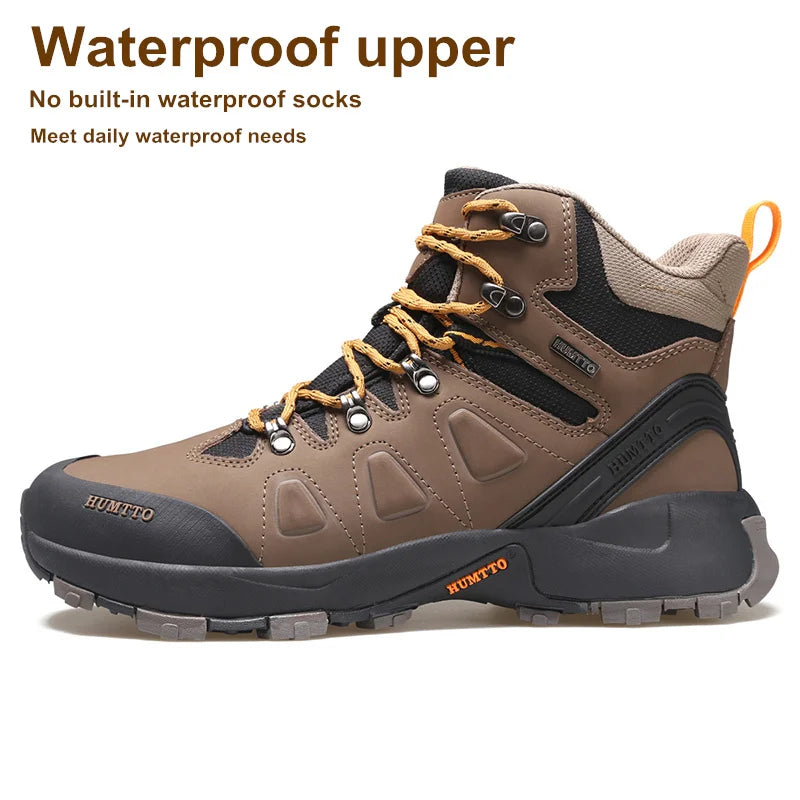 HUMTTO Waterproof Hiking Shoes Winter Leather Hunting Trekking Sneakers for Men Outdoor Sport Walking Tactical Safety Boots Mens