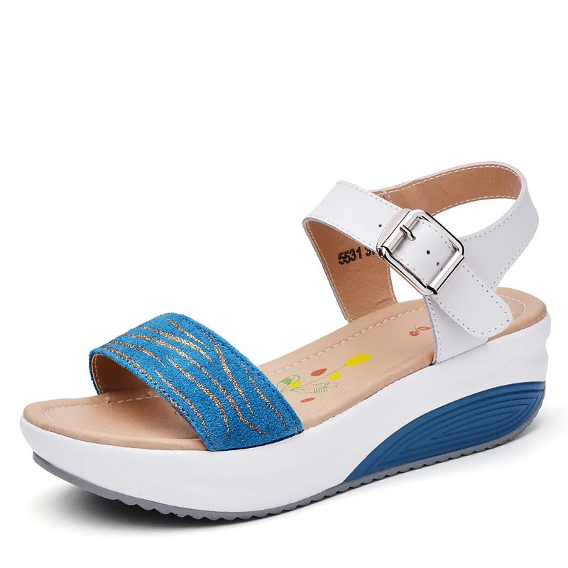 WOIZGIC Chaussures en cuir véritable pour femmes, sandales à plateforme, talons hauts, tongs d'été, plage, pointures 35-40, CDBY-5531
