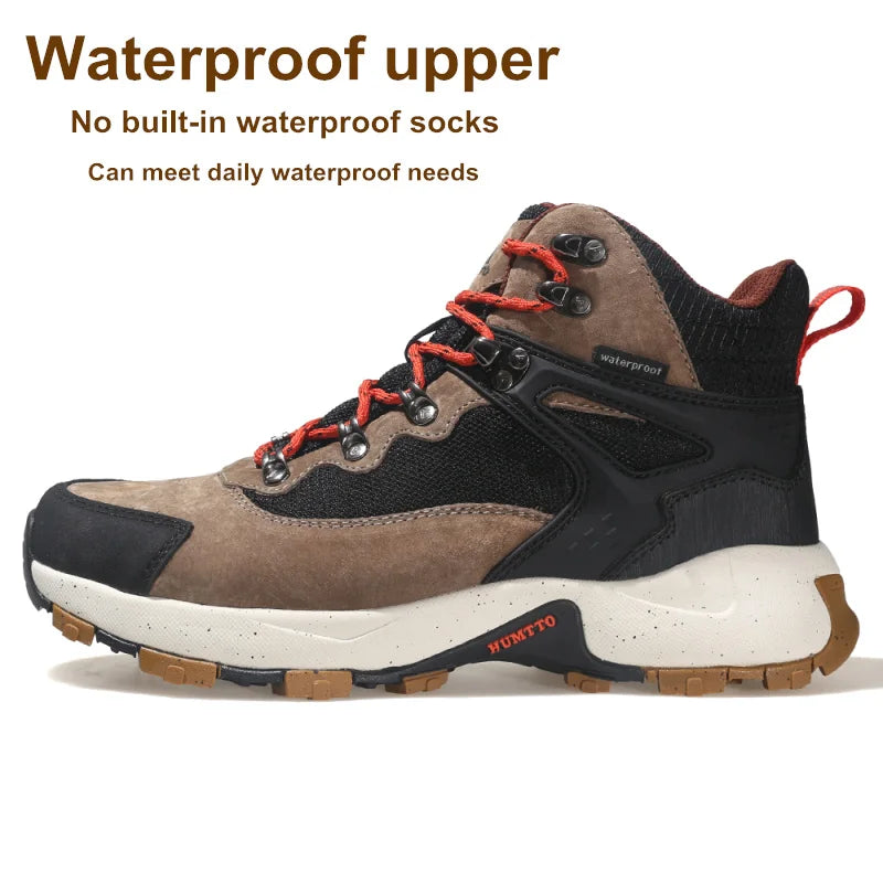 HUMTTO Waterproof Hiking Shoes Winter Leather Hunting Trekking Sneakers for Men Outdoor Sport Walking Tactical Safety Boots Mens
