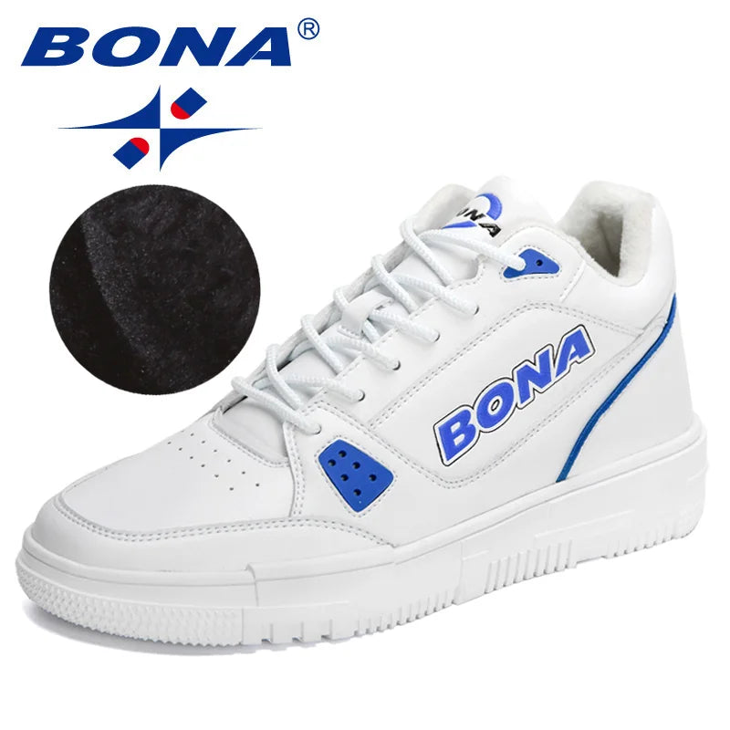 BONA 2022 New Designers Winter Sneakers Breathable Warm Plush Casual Shoes Men Flat Shoes Man Anti-Slip Platform Shoe Mansculino