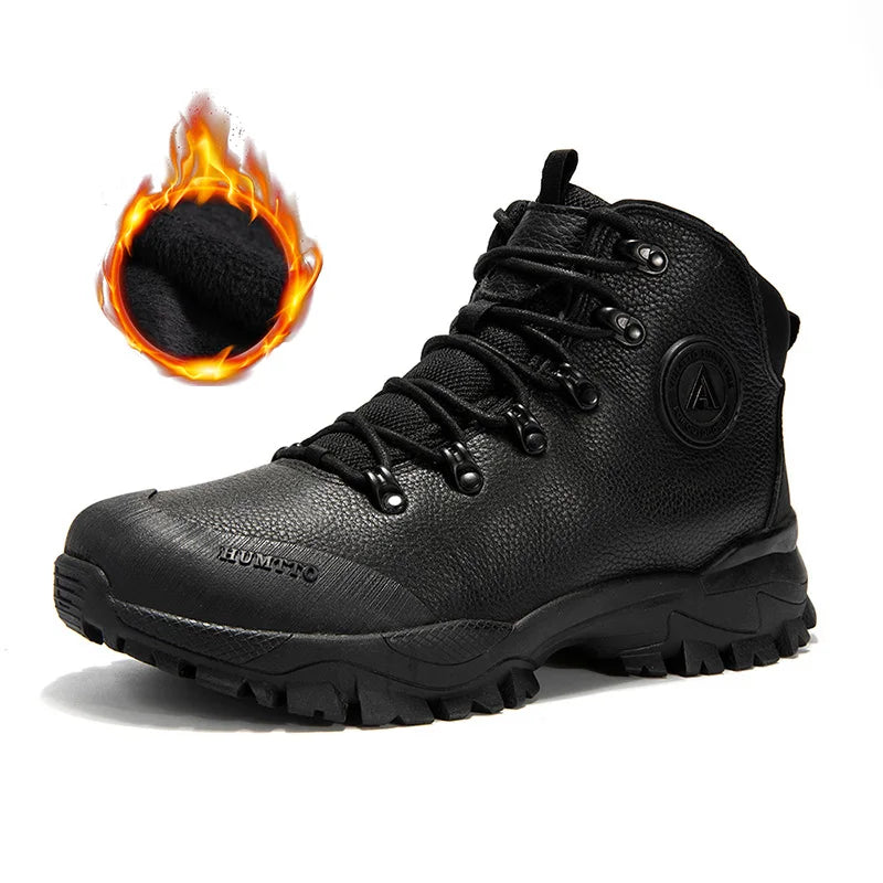 Chaussures de randonnée respirantes HUMTTO pour hommes, chaussures d'hiver imperméables pour escalade en plein air, bottes tactiques en cuir pour hommes