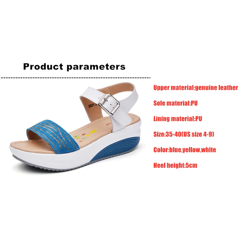 WOIZGIC Chaussures en cuir véritable pour femmes, sandales à plateforme, talons hauts, tongs d'été, plage, pointures 35-40, CDBY-5531