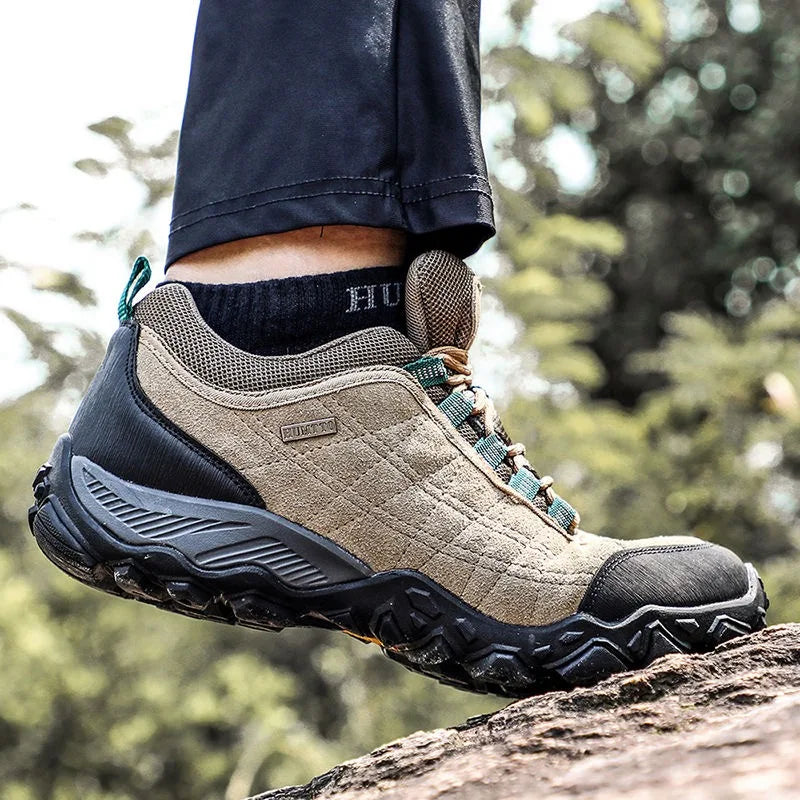 Humtto – Chaussures de randonnée en cuir résistantes à l’usure pour hommes, chaussures de sport de plein air à lacets, baskets d’escalade, de trekking et de chasse