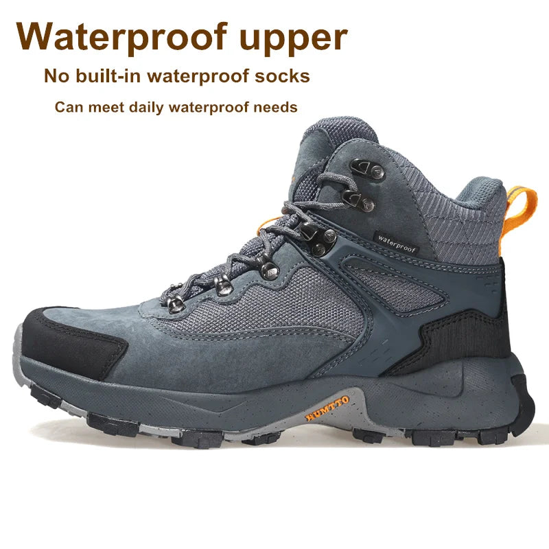 HUMTTO Waterproof Hiking Shoes Winter Leather Hunting Trekking Sneakers for Men Outdoor Sport Walking Tactical Safety Boots Mens