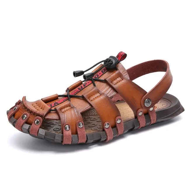 Mixidelai – Sandales en cuir pour hommes, chaussures d'été, pantoufles de loisirs, tongs, chaussures confortables, sandales souples, nouvelle collection