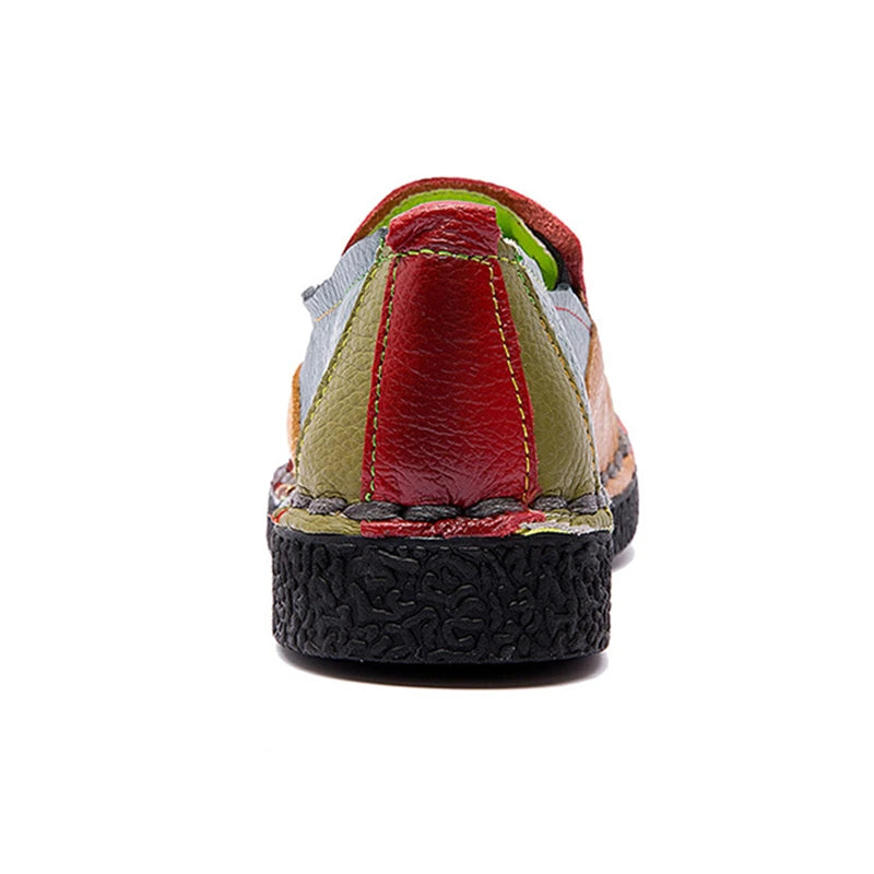 WOIZGIC Femmes Dames Femmes Mère Chaussures En Cuir Véritable Appartements Mocassins De Créateur Mocassins À Enfiler Coloré Grande Taille 41 42