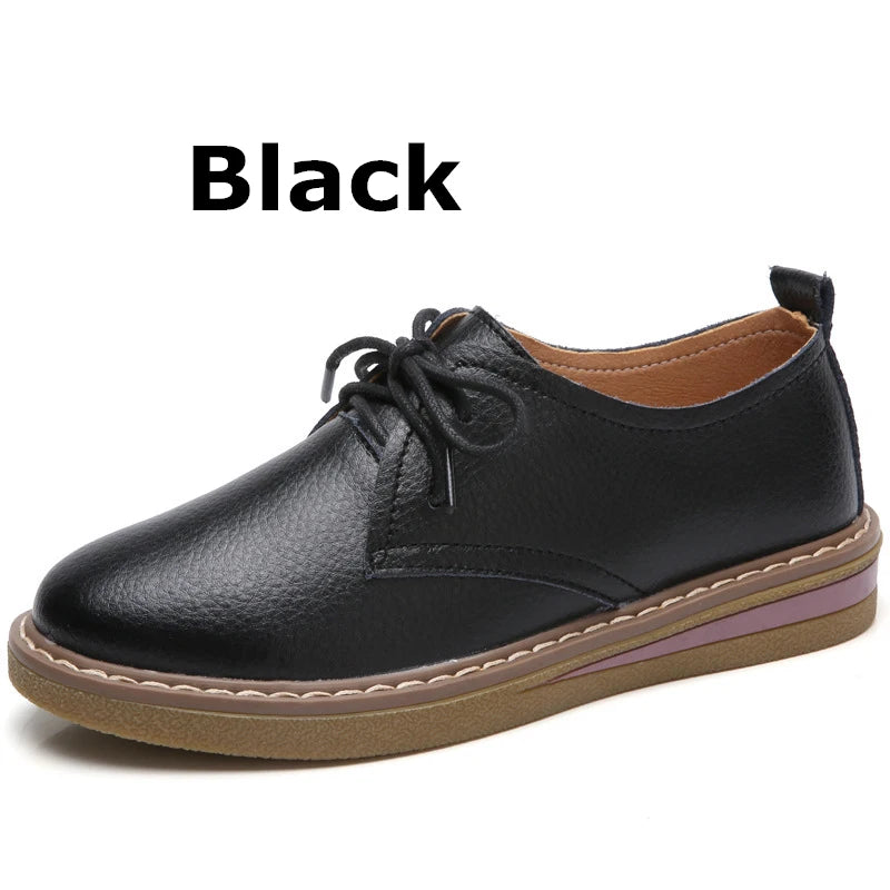 WOIZGIC Chaussures décontractées pour femmes, mocassins plats, chaussures pour dames, vieille mère, cuir de vache véritable, lacets, peau de porc, coréen, 35-40 SKH-058
