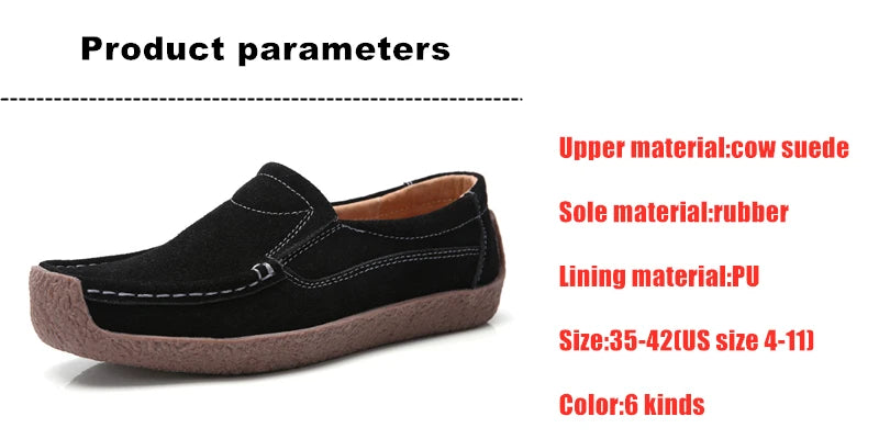 WOIZGIC Gril Female Women's Cow Suede Genuine Leather Shoes Flats Slip On Woman Lady Loafers Slip On Mocasines Mujer AM-526
