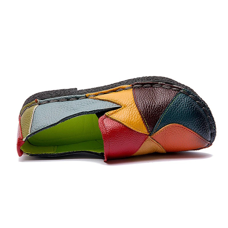 WOIZGIC Femmes Dames Femmes Mère Chaussures En Cuir Véritable Appartements Mocassins De Créateur Mocassins À Enfiler Coloré Grande Taille 41 42