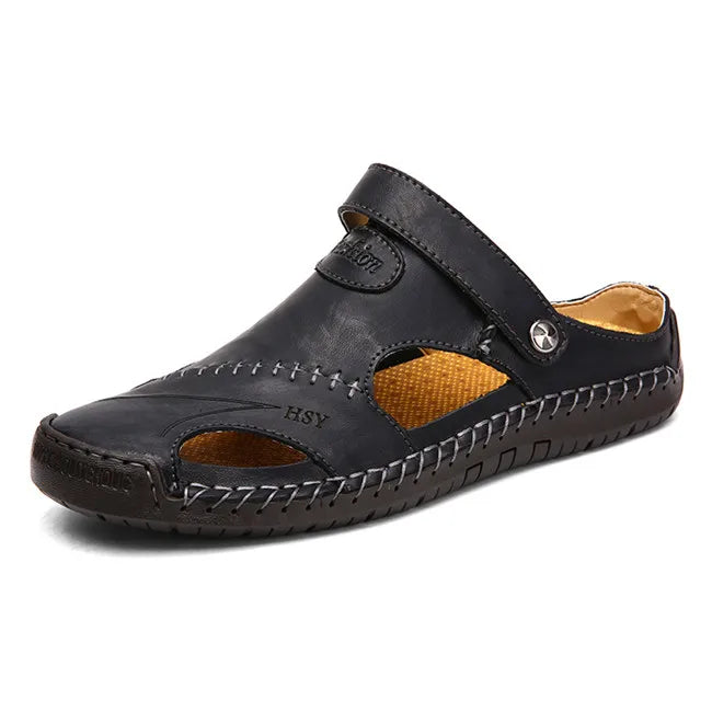Sandales d'été classiques en cuir pour hommes, sandales romaines 2024, pantoufles d'extérieur, baskets de plage, tongs en caoutchouc, sandales de randonnée aquatique pour hommes