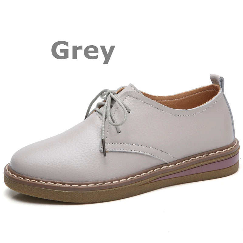 WOIZGIC Chaussures décontractées pour femmes, mocassins plats, chaussures pour dames, vieille mère, cuir de vache véritable, lacets, peau de porc, coréen, 35-40 SKH-058