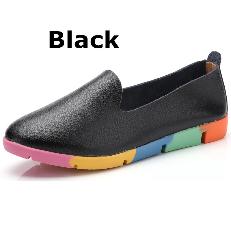 WOIZGIC Mocassins plats en cuir de vache véritable pour femme, chaussures d'infirmière, pointures 35-44, AZE-912