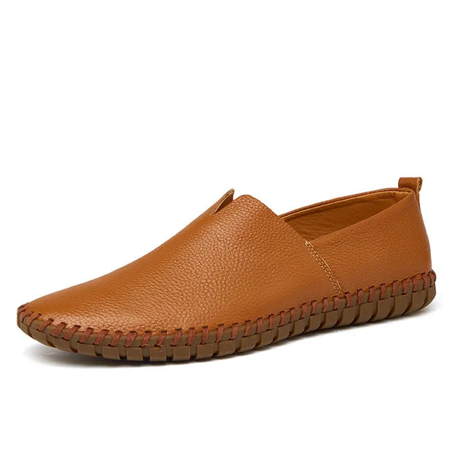 MIXIDELAI Mocassins en cuir de vache véritable pour homme, mocassins tendance faits main, en cuir souple, bleus, à enfiler, grande taille 38 à 47