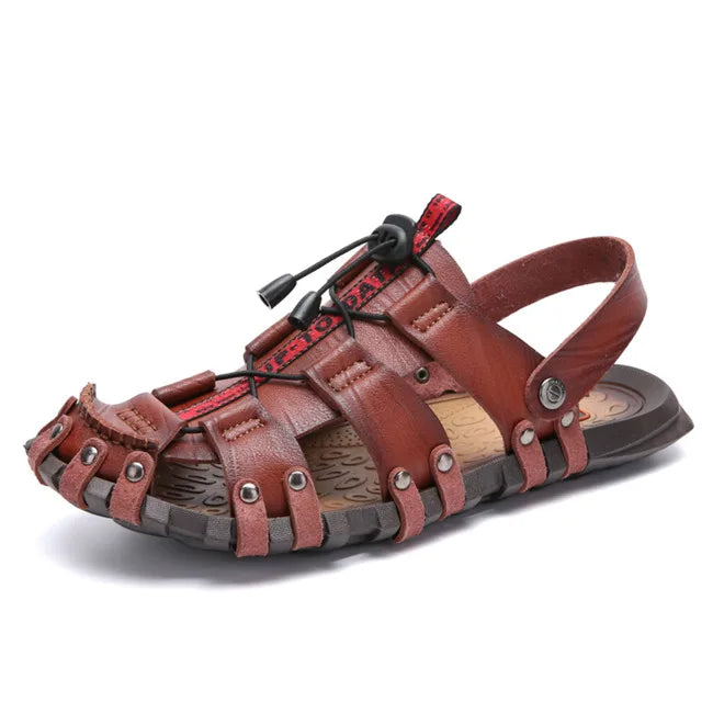 Mixidelai – Sandales en cuir pour hommes, chaussures d'été, pantoufles de loisirs, tongs, chaussures confortables, sandales souples, nouvelle collection