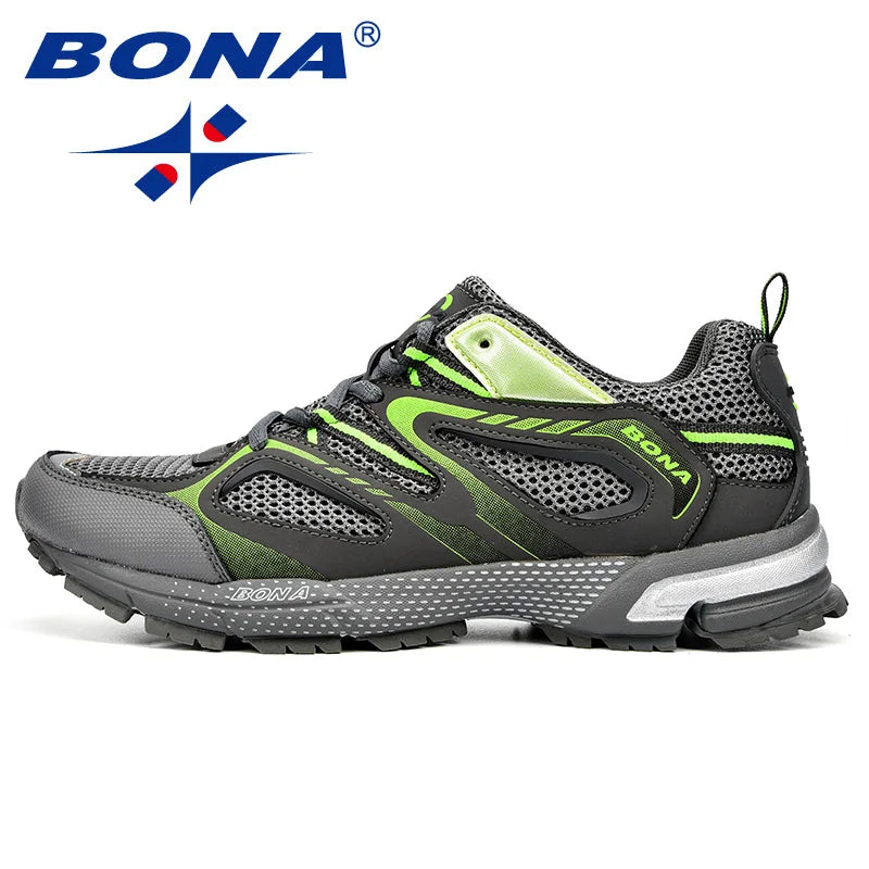 BONA New Arrival Classics Style Men Running Shoes Cow Split Mesh Men Sport Shoes Lace Up Outdoor Jogging Shoes