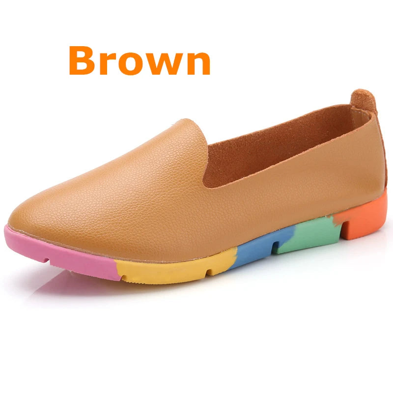 WOIZGIC Mocassins plats en cuir de vache véritable pour femme, chaussures d'infirmière, pointures 35-44, AZE-912