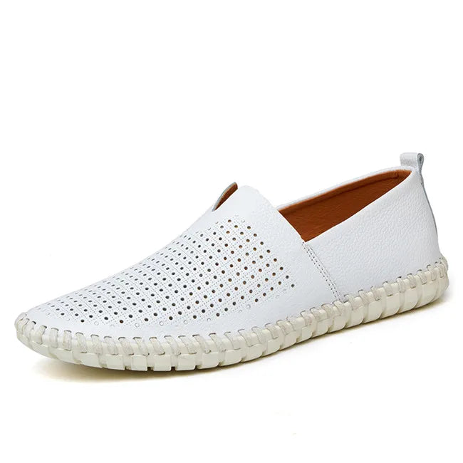 MIXIDELAI Mocassins en cuir de vache véritable pour homme, mocassins tendance faits main, en cuir souple, bleus, à enfiler, grande taille 38 à 47