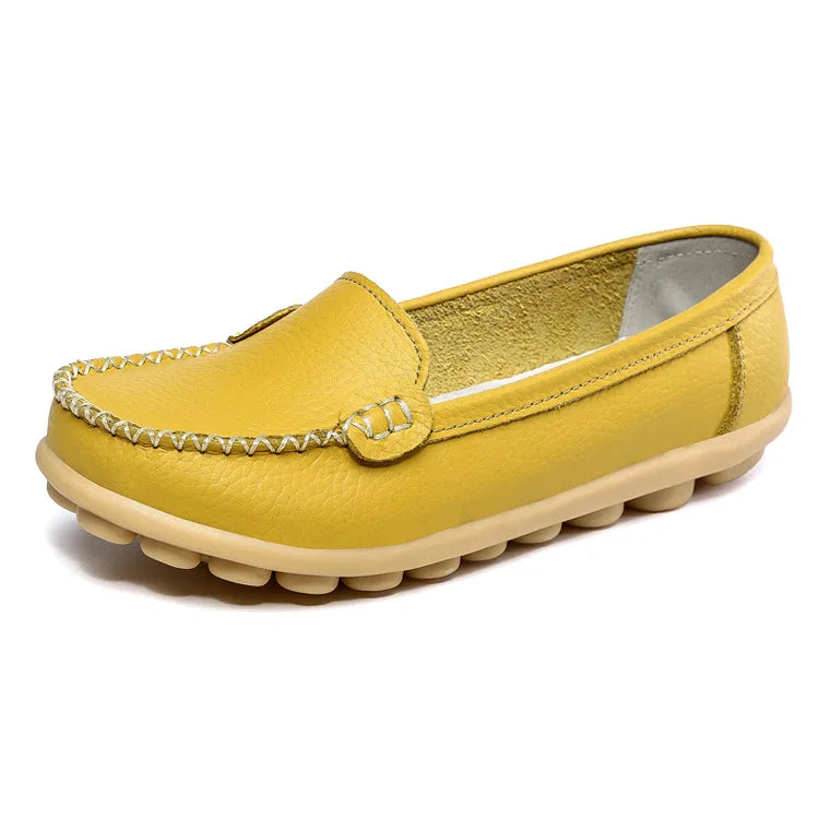 WOIZGIC Femmes Dames Femmes Mère Chaussures En Cuir Véritable Appartements Mocassins Sans Lacet Mocassin Sapatos Femininos Taille 41 42 XLZ-918