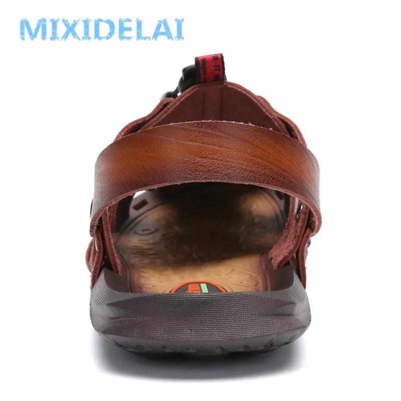 Mixidelai – Sandales en cuir pour hommes, chaussures d'été, pantoufles de loisirs, tongs, chaussures confortables, sandales souples, nouvelle collection