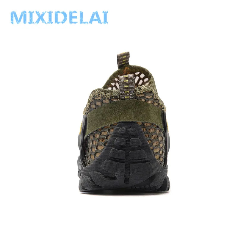 Chaussures décontractées en maille et cuir artificiel pour homme, baskets respirantes, grande taille, pour la marche, collection été 2024