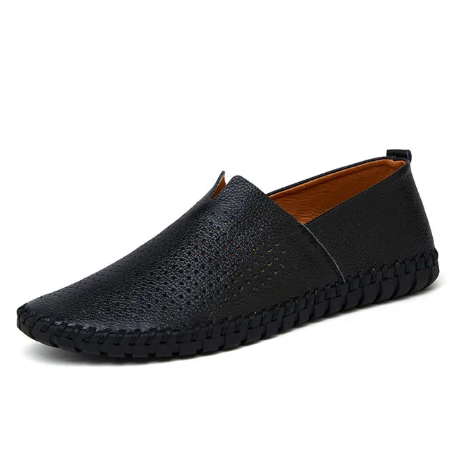 MIXIDELAI Mocassins en cuir de vache véritable pour homme, mocassins tendance faits main, en cuir souple, bleus, à enfiler, grande taille 38 à 47