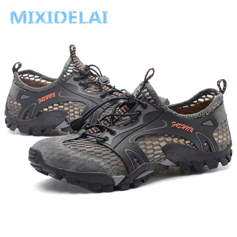 Chaussures décontractées en maille et cuir artificiel pour homme, baskets respirantes, grande taille, pour la marche, collection été 2024