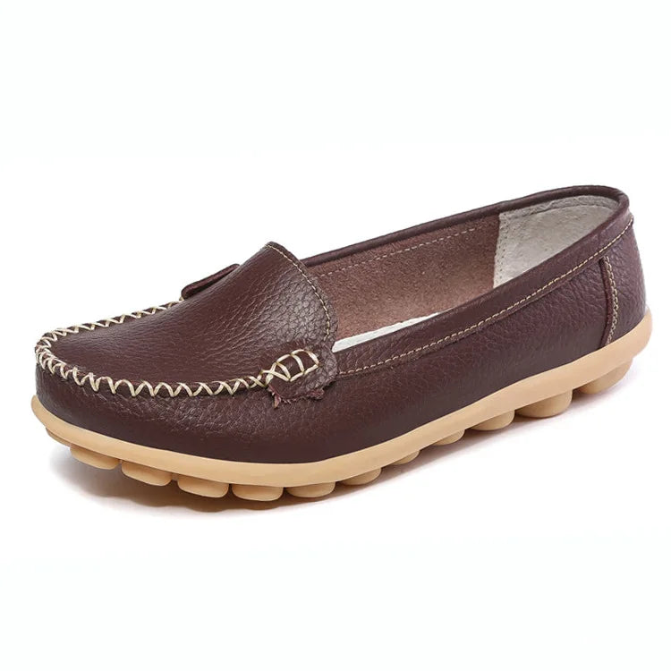 WOIZGIC Femmes Dames Femmes Mère Chaussures En Cuir Véritable Appartements Mocassins Sans Lacet Mocassin Sapatos Femininos Taille 41 42 XLZ-918