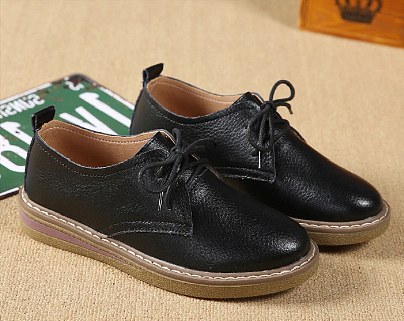 WOIZGIC Chaussures décontractées pour femmes, mocassins plats, chaussures pour dames, vieille mère, cuir de vache véritable, lacets, peau de porc, coréen, 35-40 SKH-058