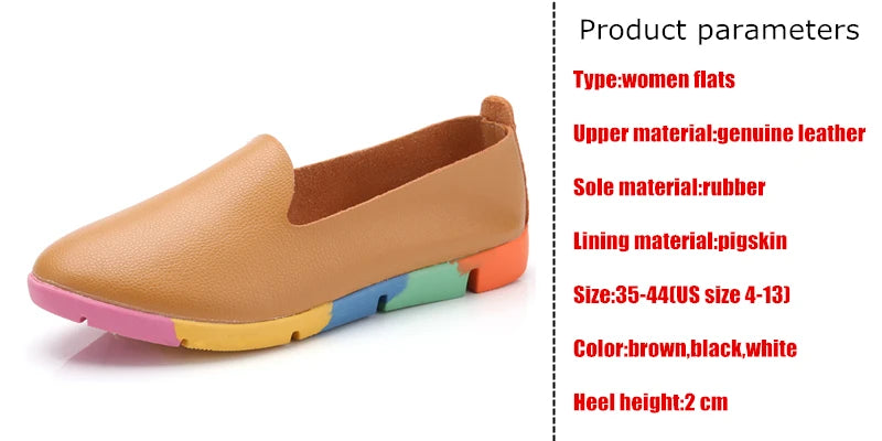 WOIZGIC Mocassins plats en cuir de vache véritable pour femme, chaussures d'infirmière, pointures 35-44, AZE-912