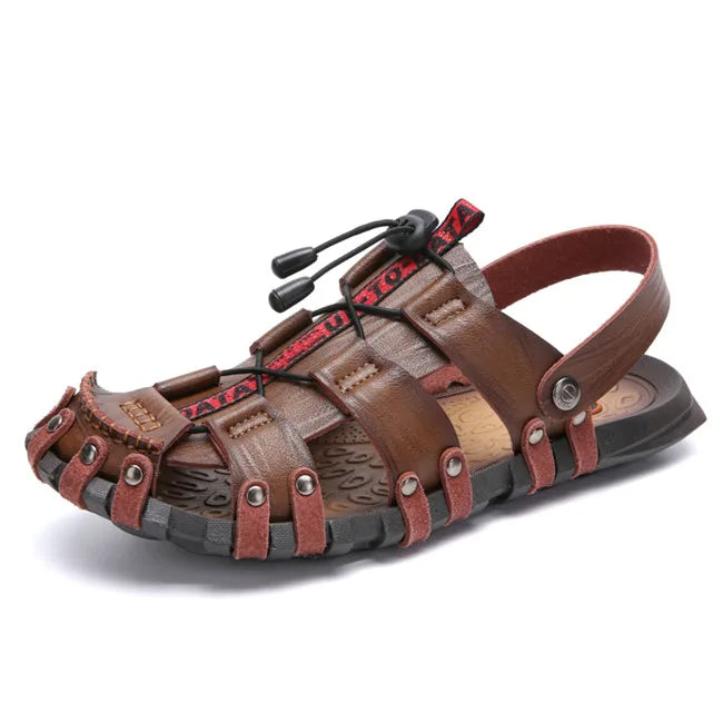Mixidelai – Sandales en cuir pour hommes, chaussures d'été, pantoufles de loisirs, tongs, chaussures confortables, sandales souples, nouvelle collection
