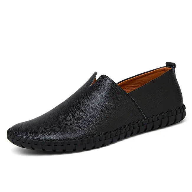 MIXIDELAI Mocassins en cuir de vache véritable pour homme, mocassins tendance faits main, en cuir souple, bleus, à enfiler, grande taille 38 à 47