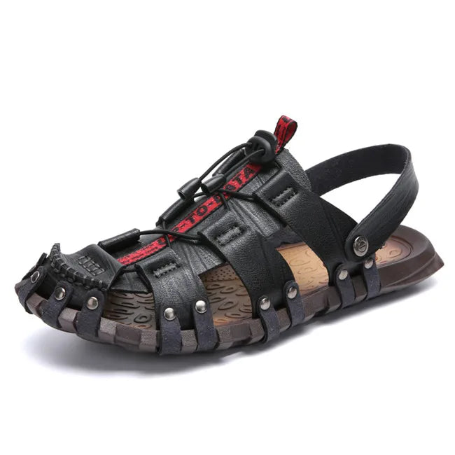 Mixidelai – Sandales en cuir pour hommes, chaussures d'été, pantoufles de loisirs, tongs, chaussures confortables, sandales souples, nouvelle collection