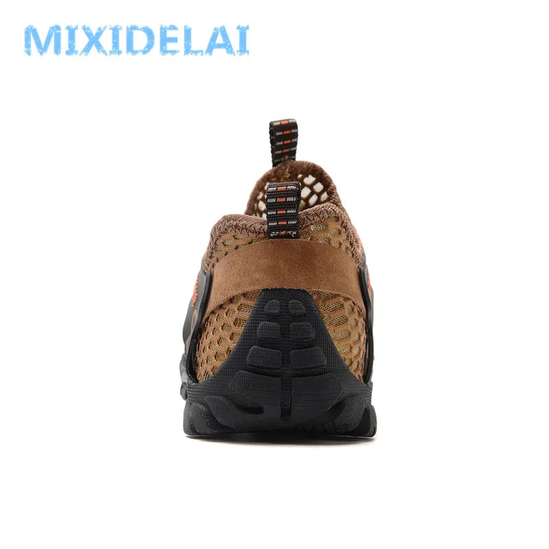 Chaussures décontractées en maille et cuir artificiel pour homme, baskets respirantes, grande taille, pour la marche, collection été 2024