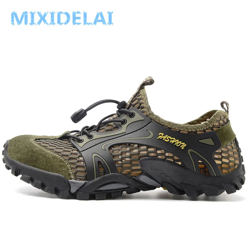 Chaussures décontractées en maille et cuir artificiel pour homme, baskets respirantes, grande taille, pour la marche, collection été 2024