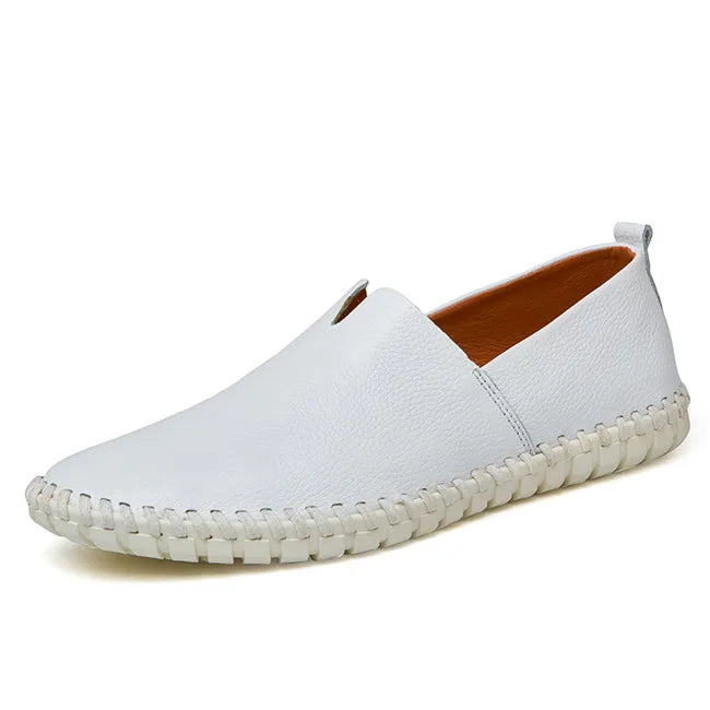 MIXIDELAI Mocassins en cuir de vache véritable pour homme, mocassins tendance faits main, en cuir souple, bleus, à enfiler, grande taille 38 à 47