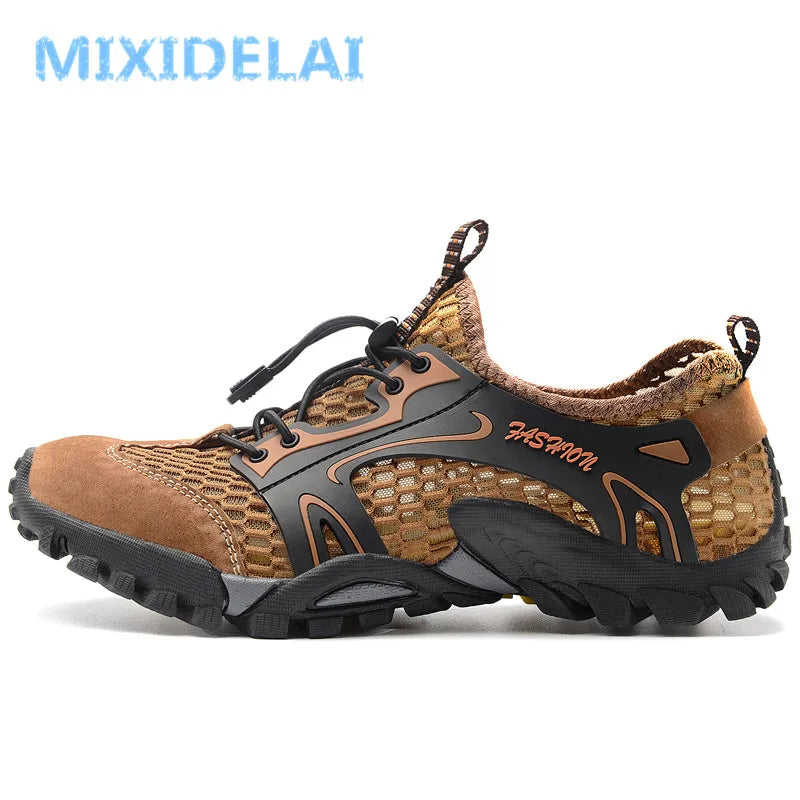 Chaussures décontractées en maille et cuir artificiel pour homme, baskets respirantes, grande taille, pour la marche, collection été 2024