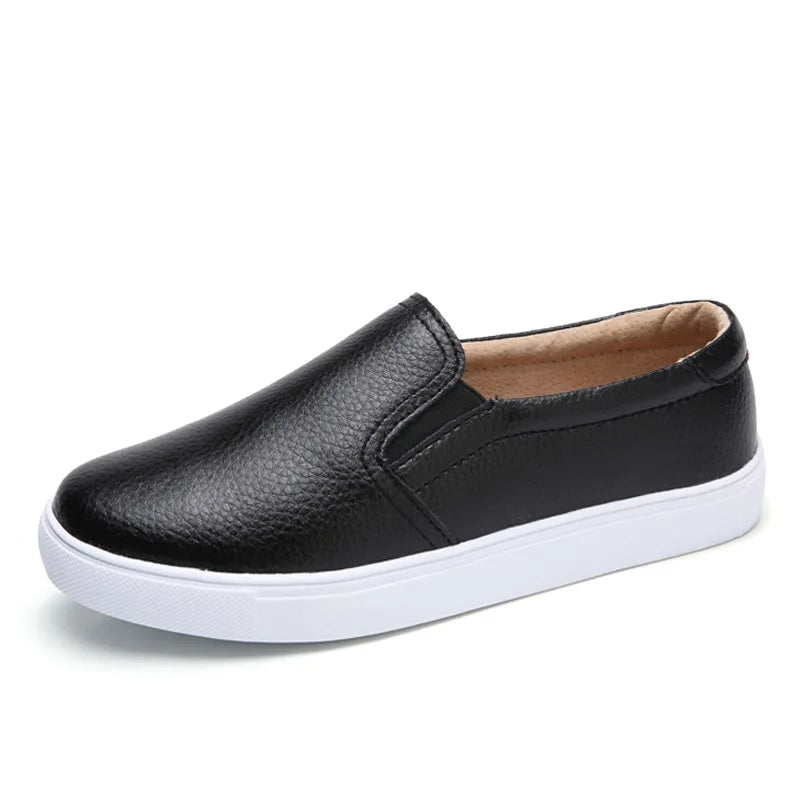 WOIZGIC Femmes Dames Femelle Fille Chaussures Blanches En Cuir Véritable Plateforme Baskets Sans Lacet Chaussures Vulcanisées Souples ZQMF-960