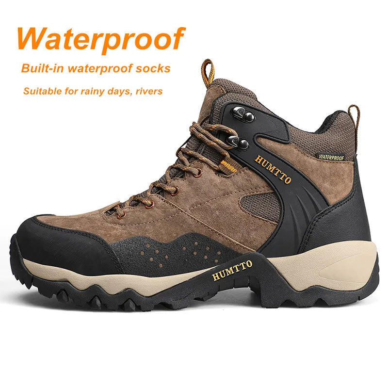 HUMTTO Waterproof Hiking Shoes Winter Leather Hunting Trekking Sneakers for Men Outdoor Sport Walking Tactical Safety Boots Mens