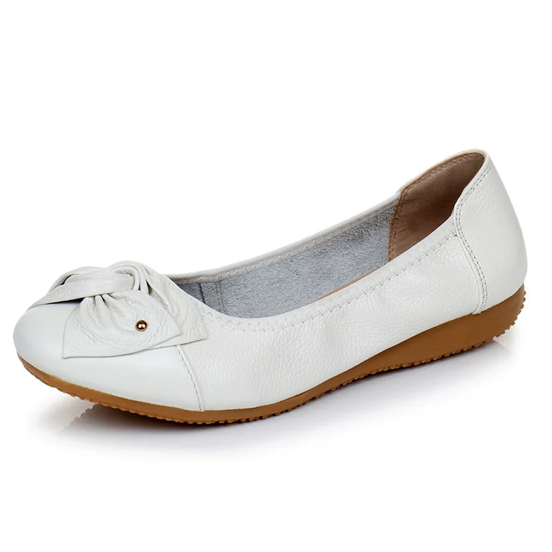 WOIZGIC Mocassins plats en cuir véritable pour femme, chaussures d'été à bout rond, pointures 35-43, ZBM-1108