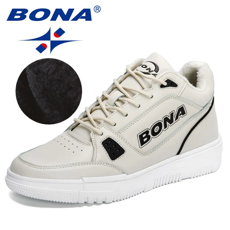 BONA 2022 New Designers Winter Sneakers Breathable Warm Plush Casual Shoes Men Flat Shoes Man Anti-Slip Platform Shoe Mansculino