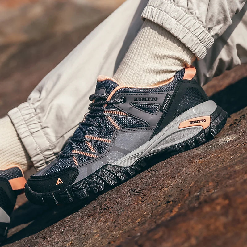 HUMTTO New Arrival Hiking Shoes Breathable Lace Up Trekking Shoes Male Cushioning Ourdoor Climbing Tourism Sneakers Men Big Size