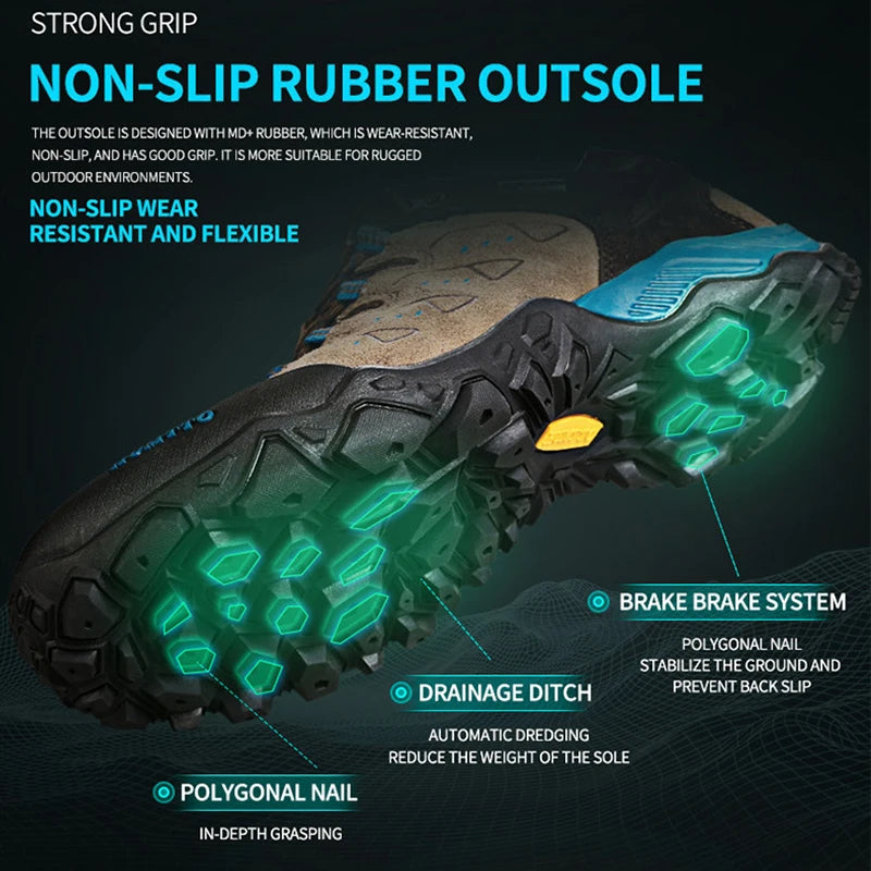 HUMTTO Nouvelles chaussures de randonnée imperméables pour hommes et femmes, baskets d'extérieur en cuir pour hommes et femmes, marche, escalade, trekking, sport, bottes pour hommes et femmes