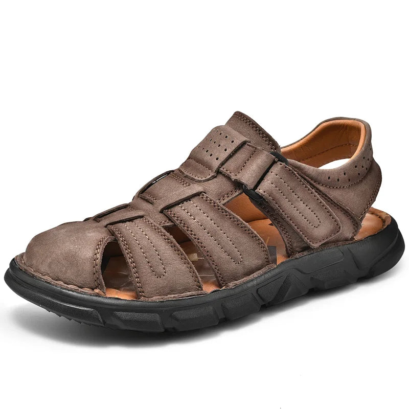 Sandales d'été en cuir véritable pour hommes, chaussures légères pour hommes, sandales de plage confortables et tendance, baskets décontractées