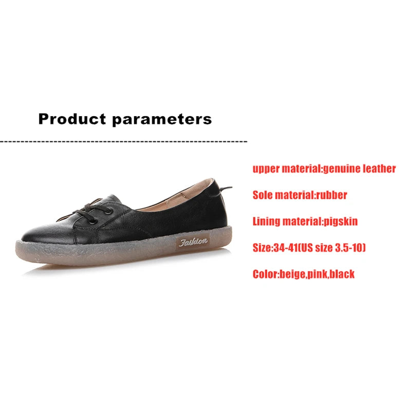 WOIZGIC Women's Ladies Female Mother Genuine Leather White Shoes Flats Retro Lace Up Non Slip Korean Size 34-41 JZ-19211