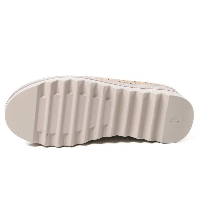 WOIZGIC Femmes Femmes Mère Dames Véritable Cuir Vache Daim Chaussures Plates Plateforme Sans Lacet Coréen Grande Taille 42 43 LLX-3022