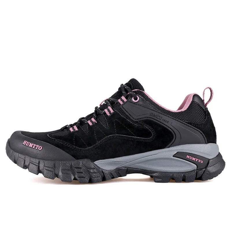 HUMTTO Waterproof Hiking Shoes Men Women Breathable Non-slip Genuine Leather Shoes Outdoor Climbing Trekking Tourism Sneakers