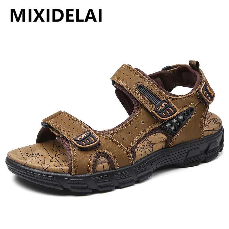 Sandales classiques pour hommes, sandales d'été en cuir véritable, sandales d'extérieur décontractées et légères, baskets tendance pour hommes, tailles 38 à 46