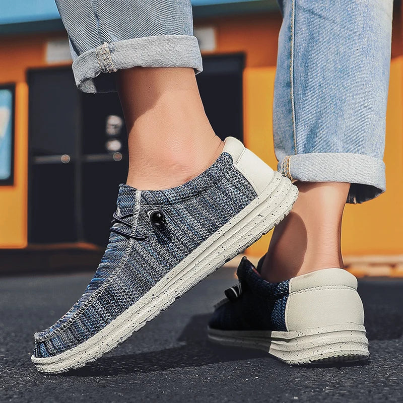 Chaussures décontractées pour hommes, chaussures en toile denim tendance, respirantes, plates, pour la marche et l'extérieur, grande taille, légères, mocassins