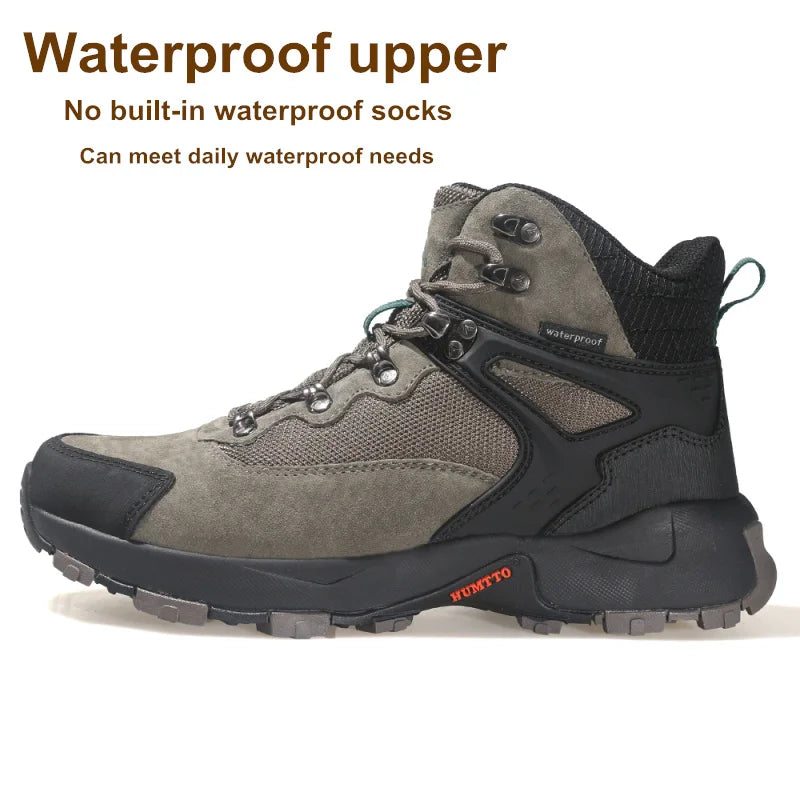 HUMTTO Waterproof Hiking Shoes Winter Leather Hunting Trekking Sneakers for Men Outdoor Sport Walking Tactical Safety Boots Mens